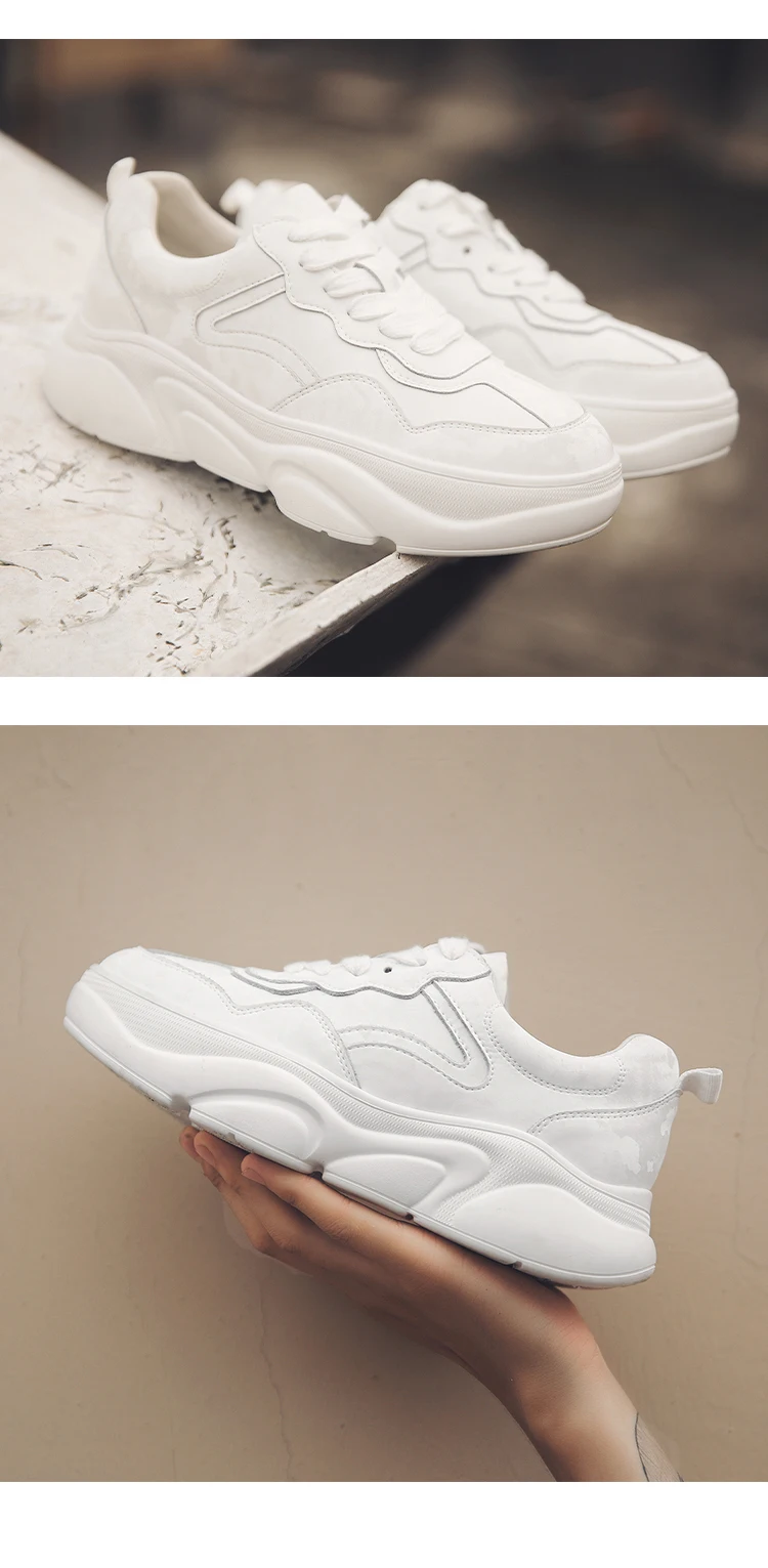 Белые кроссовки Женская кожаная Белая обувь Новое поступление 4,5 см