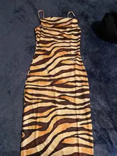 Slim Bodycon Dresses Cami Spaghetti-Strap Skin-Print Party Zebra Multicolor Summer Sexy