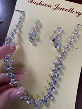 BLIJERY-Juego de joyas para mujer, para dama de honor, juegos de joyas para mujer con diamantes de imitación, collar de cristal, pendientes, conjuntos de joyas para baile de graduación y boda