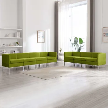

7 PCs green sofa fabric sofa Set