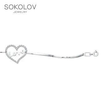 

SOKOLOV bracelet with cubic silver, fashion jewelry, 925, women's male