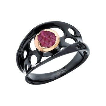 

Silver ring with corundum sunlight sample 925 test