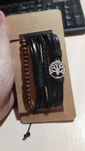 Vnox 4 unids/set envoltura trenzada pulseras de cuero para hombres Vintage Árbol de la vida amuleto timón cuentas de madera étnica muñequera Tribal