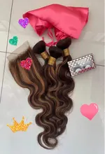 Ali Coco-mechones de pelo brasileño con degradado, extensiones de cabello humano Remy de color resaltado con cierre, P4/30