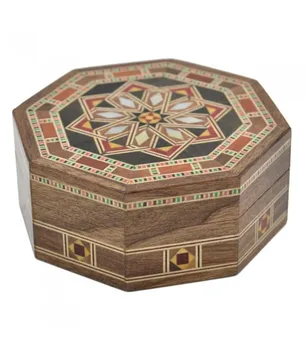 

Syria Octagonal Taracea Box - Wood and Nacre - 8 cm - Homs Model