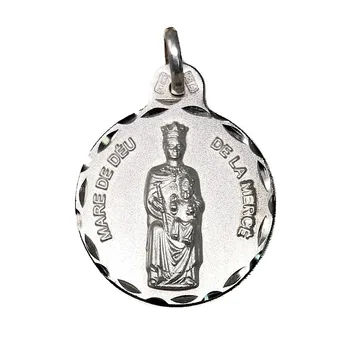 

Medal Sterling Silver 925m Our Lady of Mercé 21mm. Fence carved