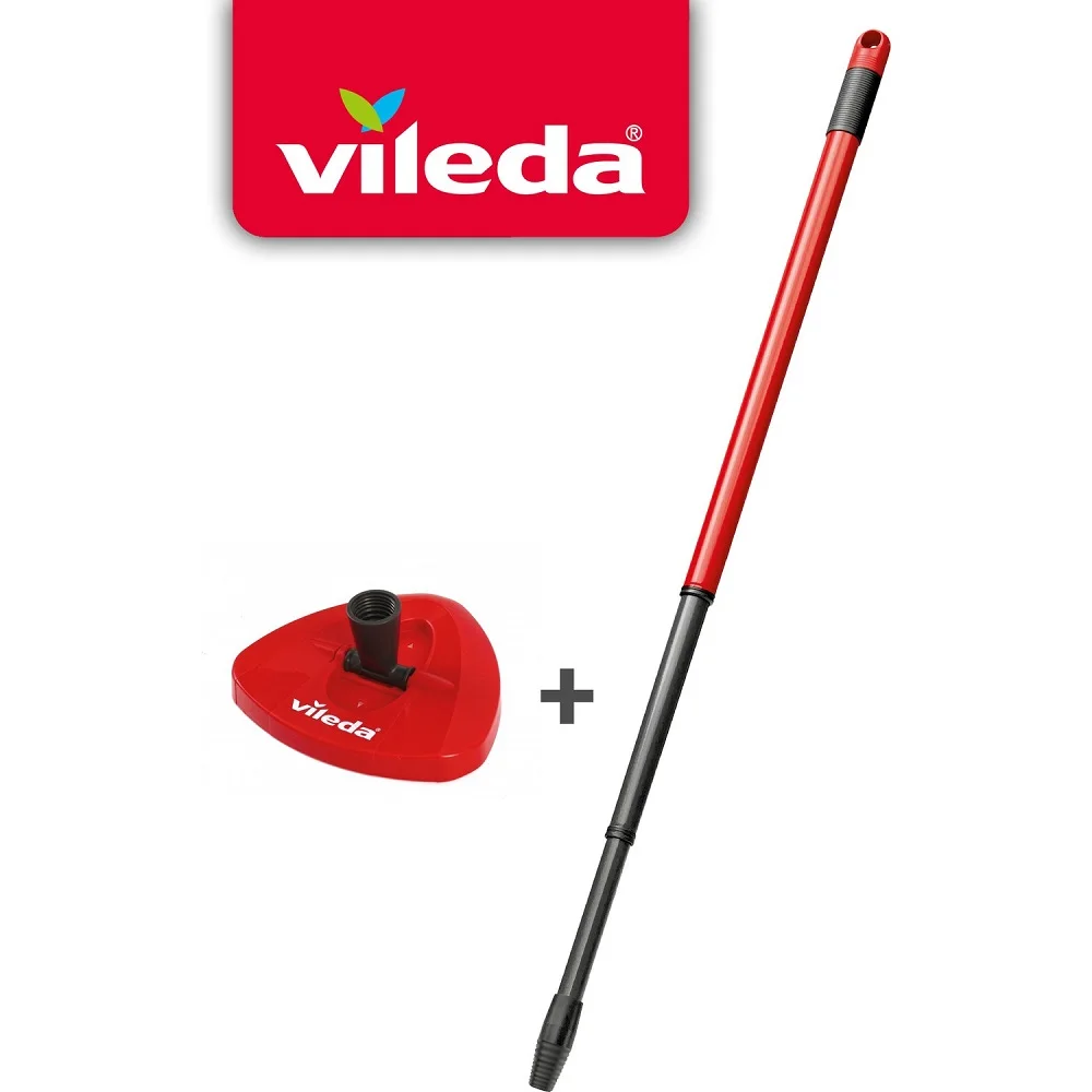 Vileda Turbo Telescopic Handle & Triangle Mop Header 2 In 1 Cleaning