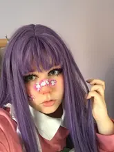 VICWIG-Peluca de cabello sintético liso con flequillo para mujer, pelo largo de 24 pulgadas, resistente al calor, color rosa, Cosplay