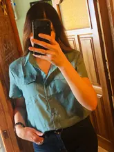 Blusa de manga corta S-8XL para verano, Camisa lisa con botones para mujer, corte ajustado, talla grande