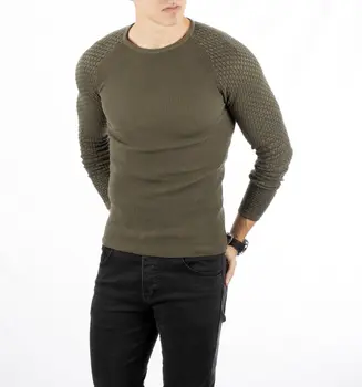 

DeepSEA Khaki Handles Square Pattern Narrow Cut Mercerized Sweater 1808078