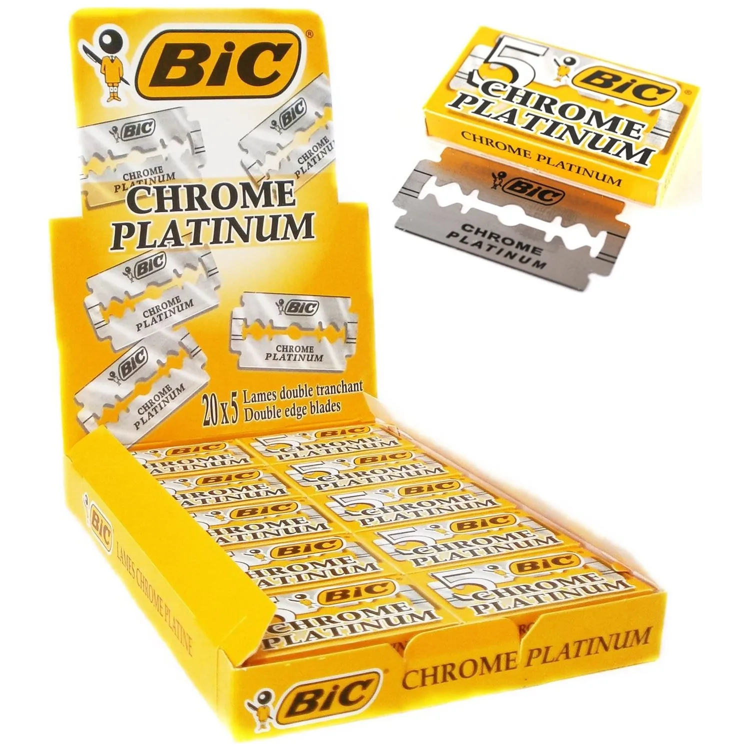 Bic Chrome Platinum Double Edge Razor Blades 50 100 200 Pcs Razors