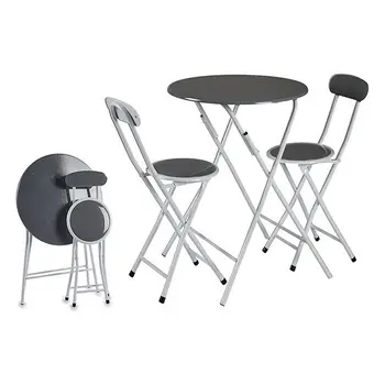 

Table set with 2 chairs Grey Metal (60 x 71 x 60 cm)