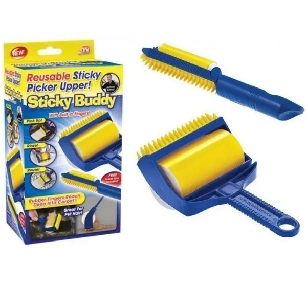 Многоразовый липкий валик для чистки Sticky Buddy(Желтый