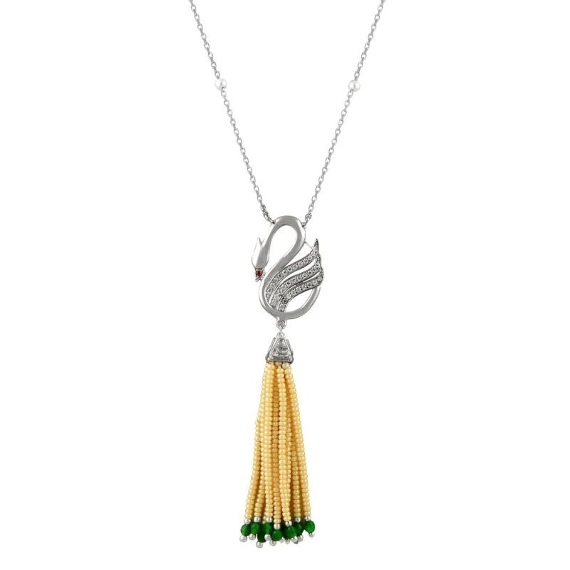 

Armagano Pearl & Zircon Cubic Zirconia Swan Set