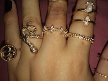 Tocona 9 unids/set lujo oro anillos para las mujeres cristal duro transparente piedra serpiente hueco redondo geométrico joyería бижутерия 7054