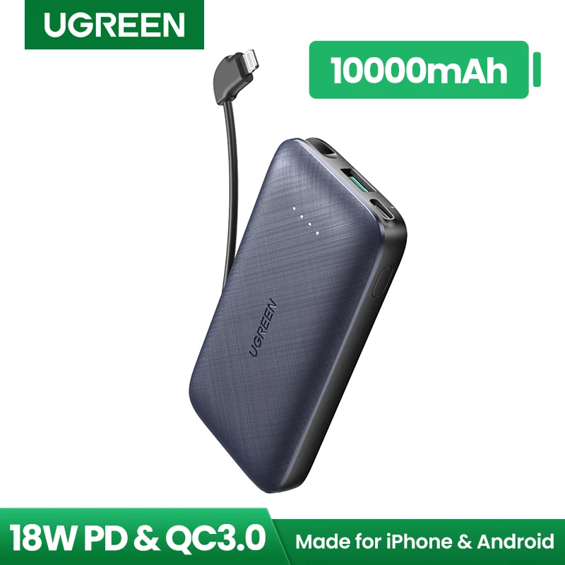 Ugreen – batterie externe 10000mAh avec câble Lightning MFi, chargeur  rapide pour téléphone iPhone 12 11 8 | AliExpress