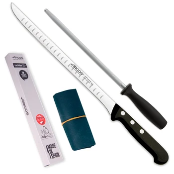 

Bows | Set Jamonero knife bows | 3 PCs | jamonero stainless steel bows (240mm), chaira sharpener and covers Ham