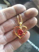Nuevo amor corazón rojo rosa colgante, collar de mujer Color dorado para señorita gargantilla collar de joyería de moda para el Día de San Valentín regalo