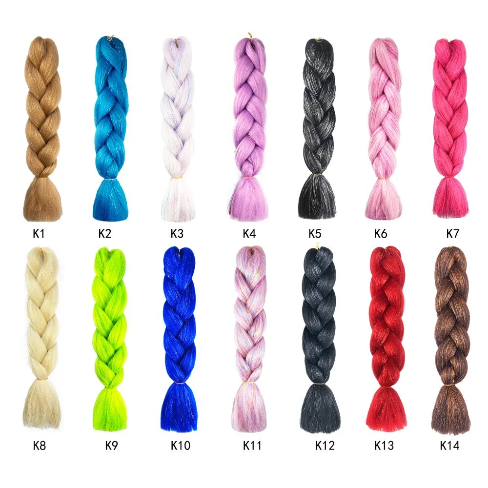 Jumbo Braiding Hair Extensions Kanekalon Braiding Hair 24 Inch Ombre Multiple Tone Colored Synthetic Hair for Women