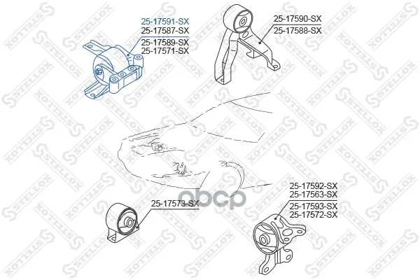 25-17591-Sx_опора Двигателя Правая! Mitsubishi Lancer 07 Stellox 2517591sx Stellox арт. 2517591SX