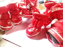 4 unids/set zapatos para perros de invierno de perro caliente botas de nieve zapatos de cuero de la PU para perros pequeños perros Chihuahua impermeable antideslizante cachorro para mascotas zapatos