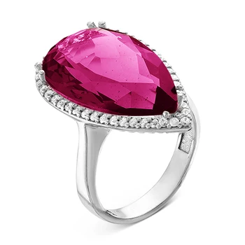 

Ring in sterling silver with Sq. Quartz Ruby and cubic zirconia родированное