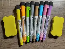 1 Set aula de la escuela suministros magnético borrable plumas de pizarra blanca marcadores seco goma de borrar las páginas de los niños dibujo de marcadores