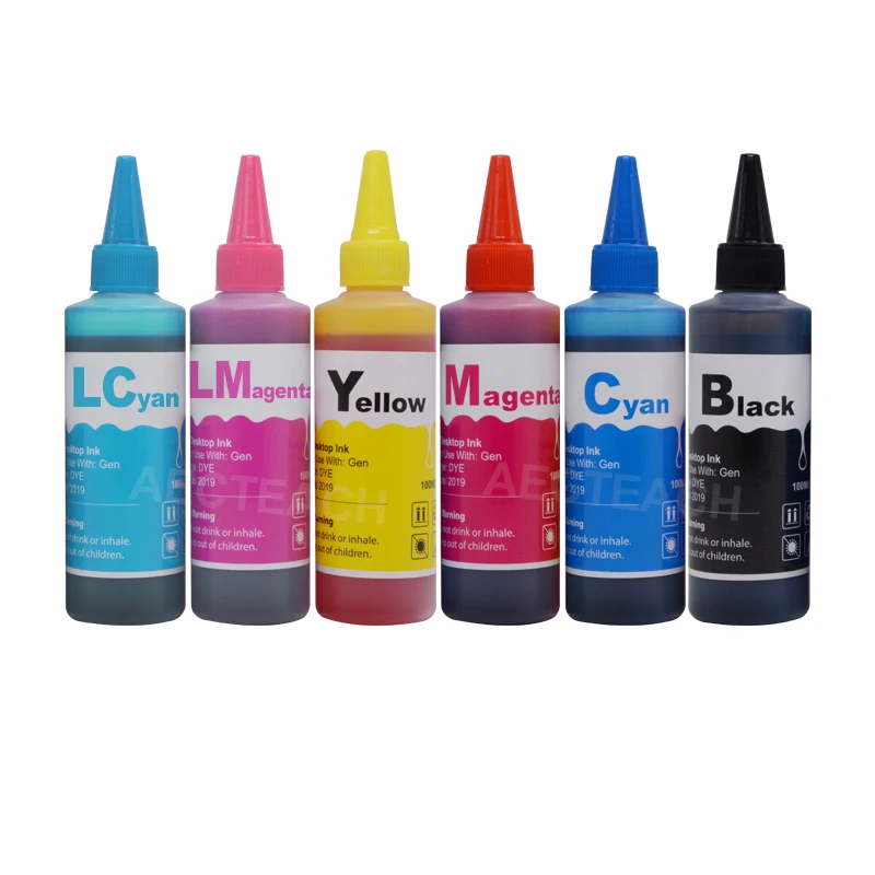 Aecteach T0481-T0486 чернильные картриджи для Epson Stylus Photo R200 R220 R300 R300M принтер+ 6 × 100 мл комплекты для заправки чернил