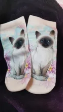 Calcetines cortos con estampado de gato 3D para niños y niñas, medias modernas con patrón 3D de 7 a 12 años