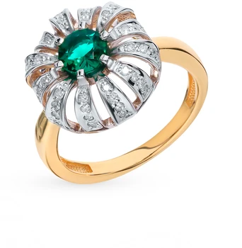 

Gold ring with diamonds and Emerald sunlight sample 585