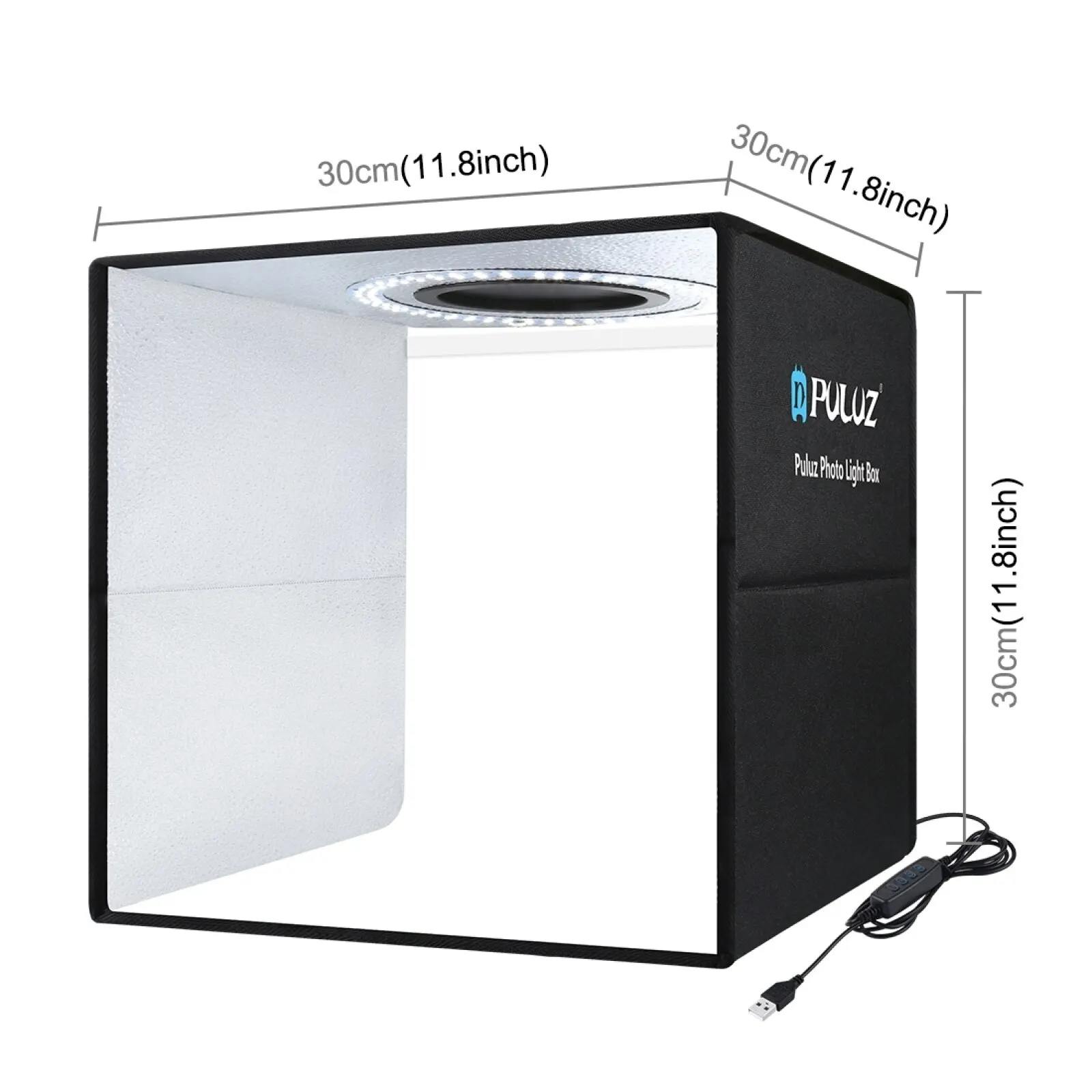 PULUZ Photo Studio Box 30CM Photography Lightbox Photo Shooting Tent Box Kit 6 Color Backdrop Dimmable Ring LED Light Softbox