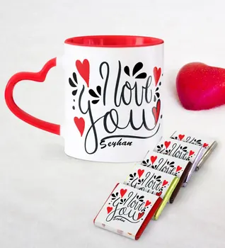 

Personalized Valentine 'S Day Themed Red Heart Mug and Chocolate Set-82