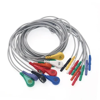 DIN 1.5 Holter ECG Cable IEC Snap 10 Lead
