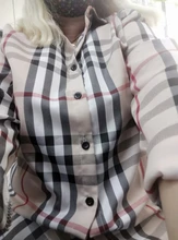 Camisa informal de moda para mujer, camisa de gasa con solapa y manga larga con estampado de labios, a cuadros, nueva de 2020