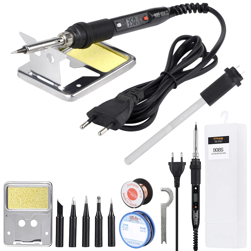 

JCD Soldering iron Temperature Adjustable 80W 110V 220V Soldering iron kits Lead-free tips Ceramic heater Welding Solder tools