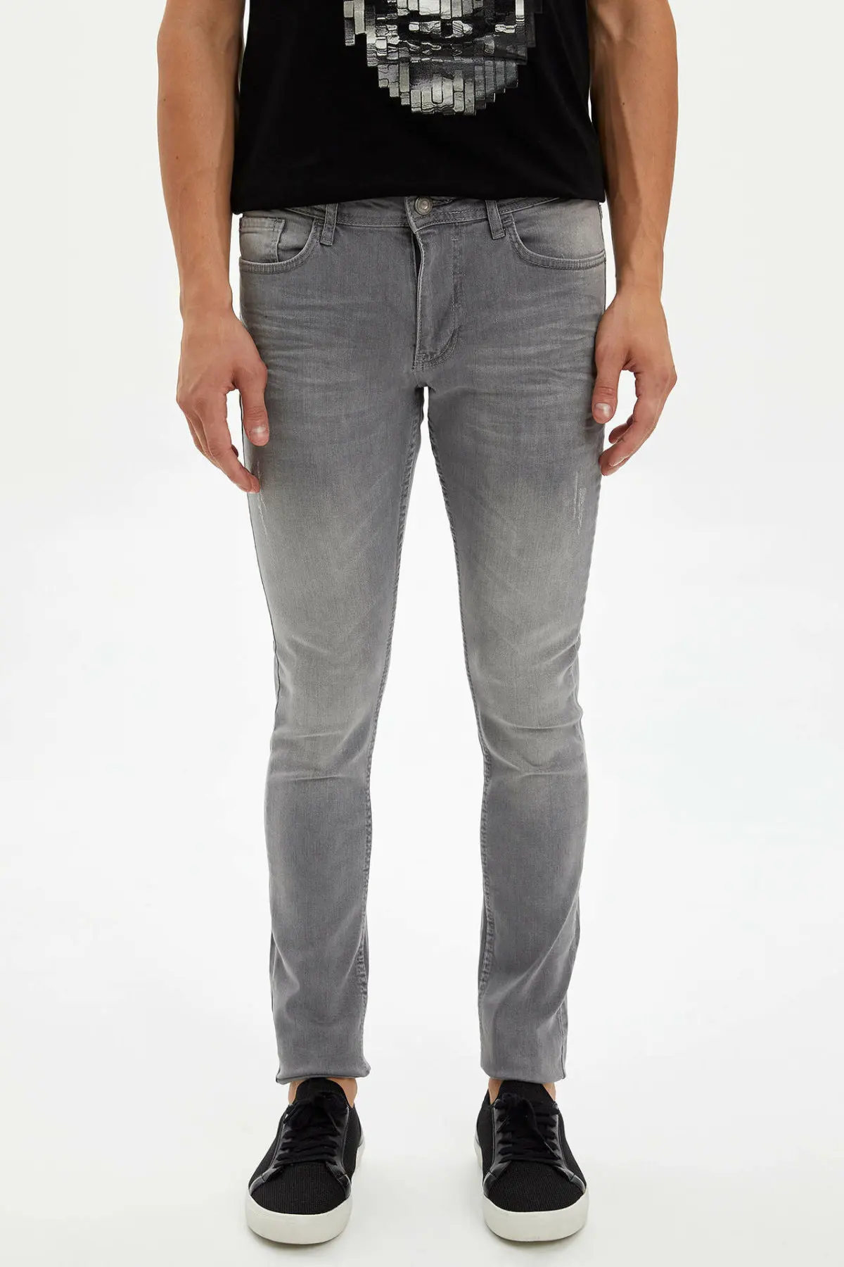 

DeFacto Man Fashion Wash Gray Simple Trousers Jeans Casual Classic Loose Denim Jeans Casual Elasticity Pants Male -L6680AZ19AU