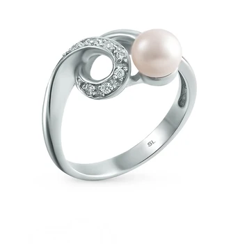 

Silver ring with cubic zirconia and pearls sunlight sample 925