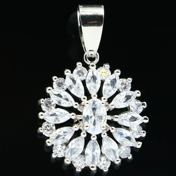 

28x19mm Romantic Round Shape Created White Sapphire White CZ Party Woman's Silver Earrings