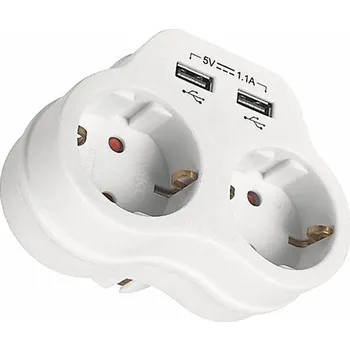 

2 pcs/Set Viko Dual Grounded and USB Output Plug Socket (1.1 Amps)-White EU Plug External Wall Socket Outlet Electric Socket