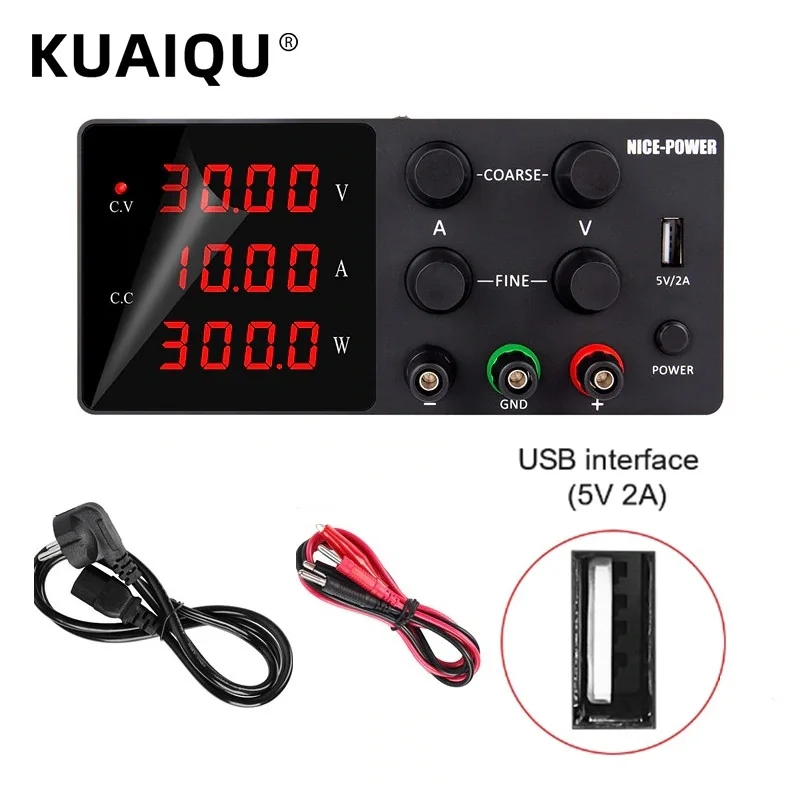 LAB Switching Dc Power Supply 4digits With USB 5V2A Charging 0.01V 0.001A 0.001W 30V 10A Adjustable Power Source Laptop Phone