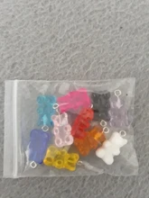 Mini abalorios de oso de goma de 22x11mm, 10 Uds., Color caramelo, para hacer aretes, colgantes, collares, joyería creativa DIY