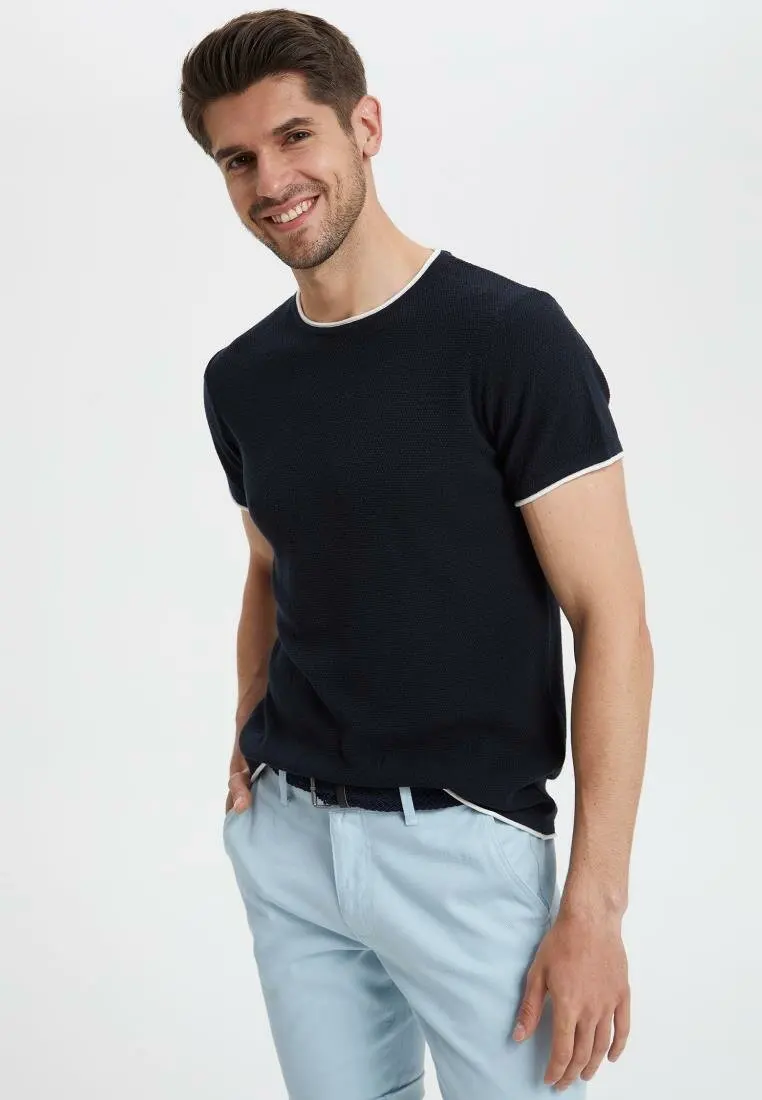 

DeFacto Men Summer Crew Pure Color shirt Tops Fashion Loose Simple Cotton shirt Tops Mens Breathable New-L7207AZ19SM