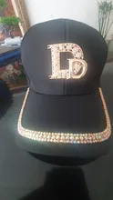 Womens Cap Hat Baseball-Cap Snapback Letter Rhinestone-Trend Cotton Hip-Hop-Cap Uv-Protection