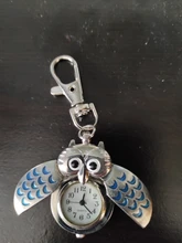 Búho reloj de bolsillo bonito llavero de dibujos animados reloj de bolsillo moda hermosa búho reloj Clip de llavero de bolsillo explosión en gros часы 03 *