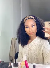 Younsolo-pelucas de cabello humano brasileño Remy para mujeres negras, diadema con ondas, sin pegamento, peluca y bufanda, 8-28 pulgadas