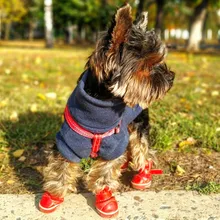 4 unids/set zapatos para perros de invierno de perro caliente botas de nieve zapatos de cuero de la PU para perros pequeños perros Chihuahua impermeable antideslizante cachorro para mascotas zapatos