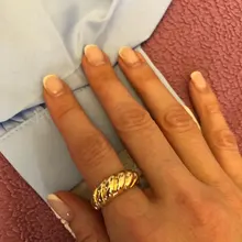 Anillos Croissant trenzados para mujer, sortija trenzada, anillo de cúpula gruesa, banda de apilamiento, joyería, anillo llamativo, accesorios de fiesta