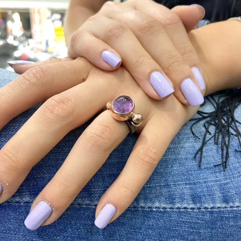 Hand Production Custom Design Amethyst Gemstone Silver Ring Hand Production Custom Design Amethyst Gemstone Silver Ring