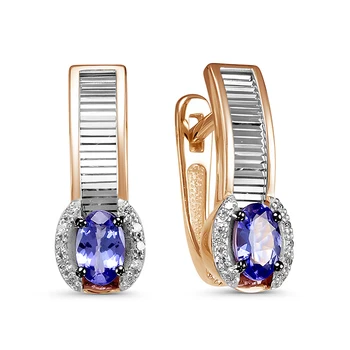 

Gold earrings 585 silver with stones: Diamond, tanzanite