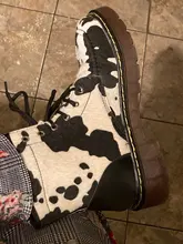 Las mujeres botas de moto Otoño de moda de invierno de Color sólido de botas Martin botas de las mujeres de alta calidad cómodo estampado de vaca botas de mujer